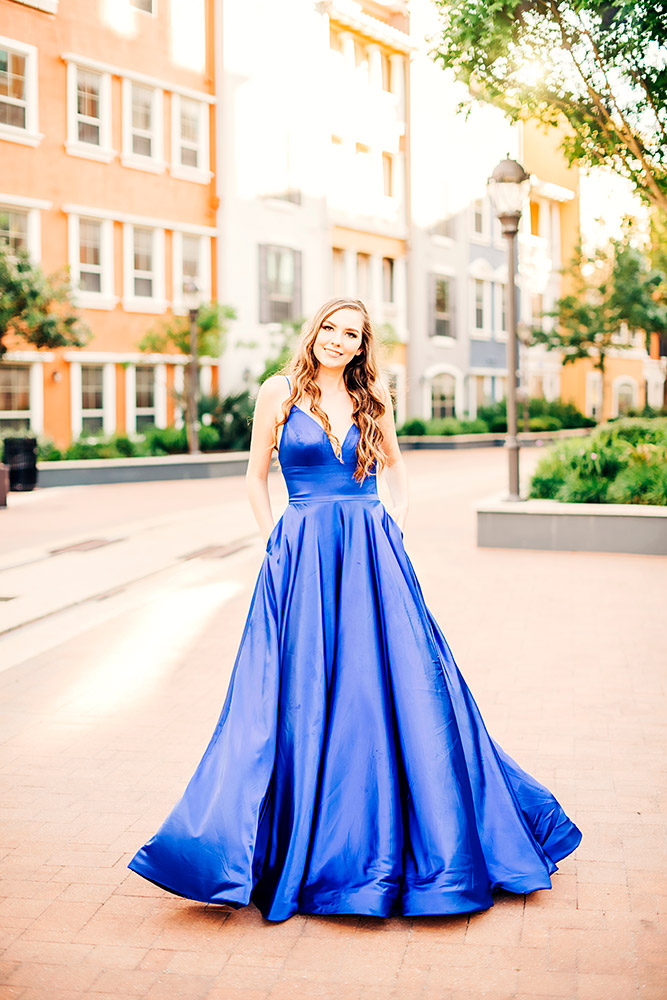 teen girl in blue dress in san antonio texas