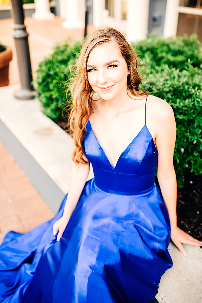 teen girl in blue dress in san antonio texas